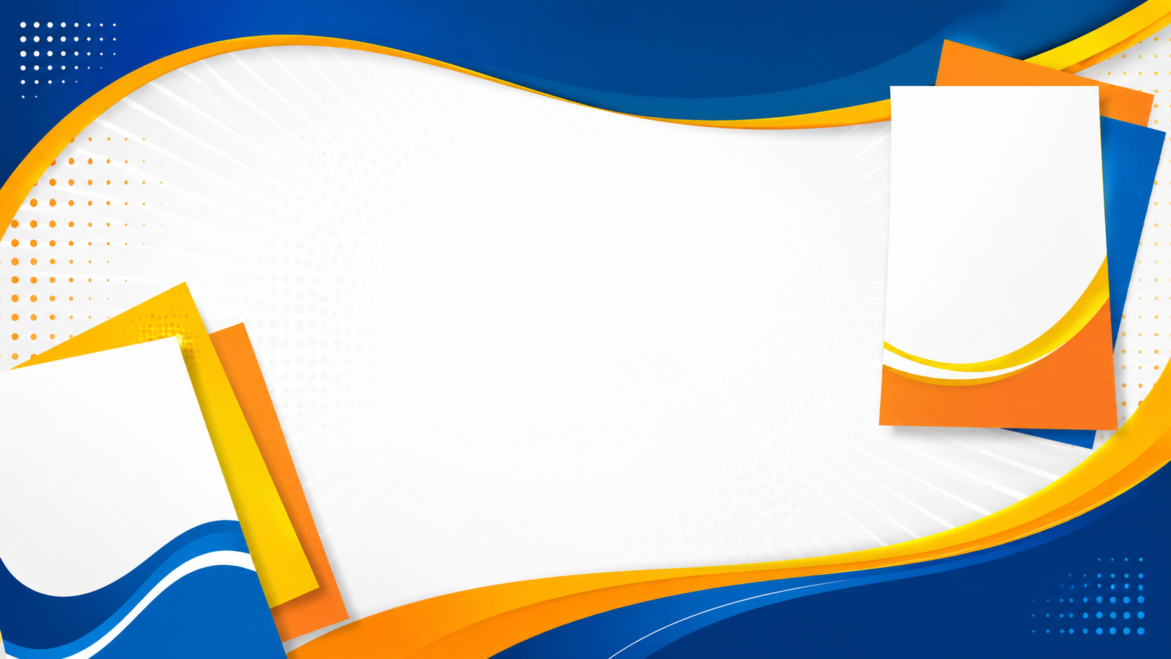 Banner in tờ rơi TPHCM 16:9 phong cách hiện đại nền xanh vàng cam không chữ dùng làm template quảng cáo marketing chuyên nghiệp