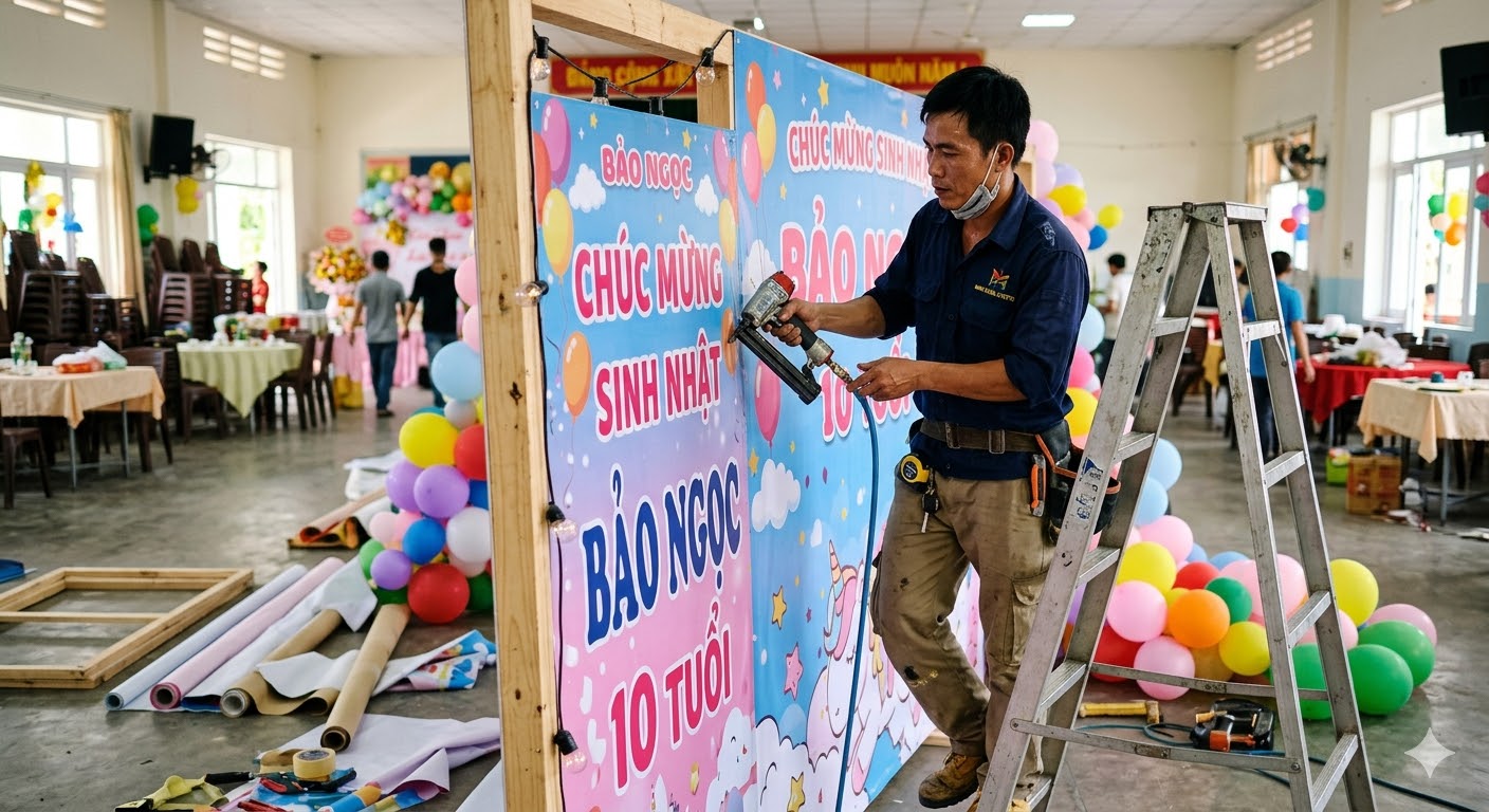 In backdrop sinh nhật Bảo Ngọc 10 tuổi