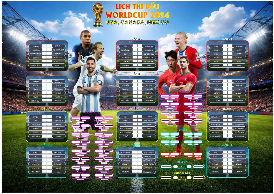 Mẫu lịch world cup 2026