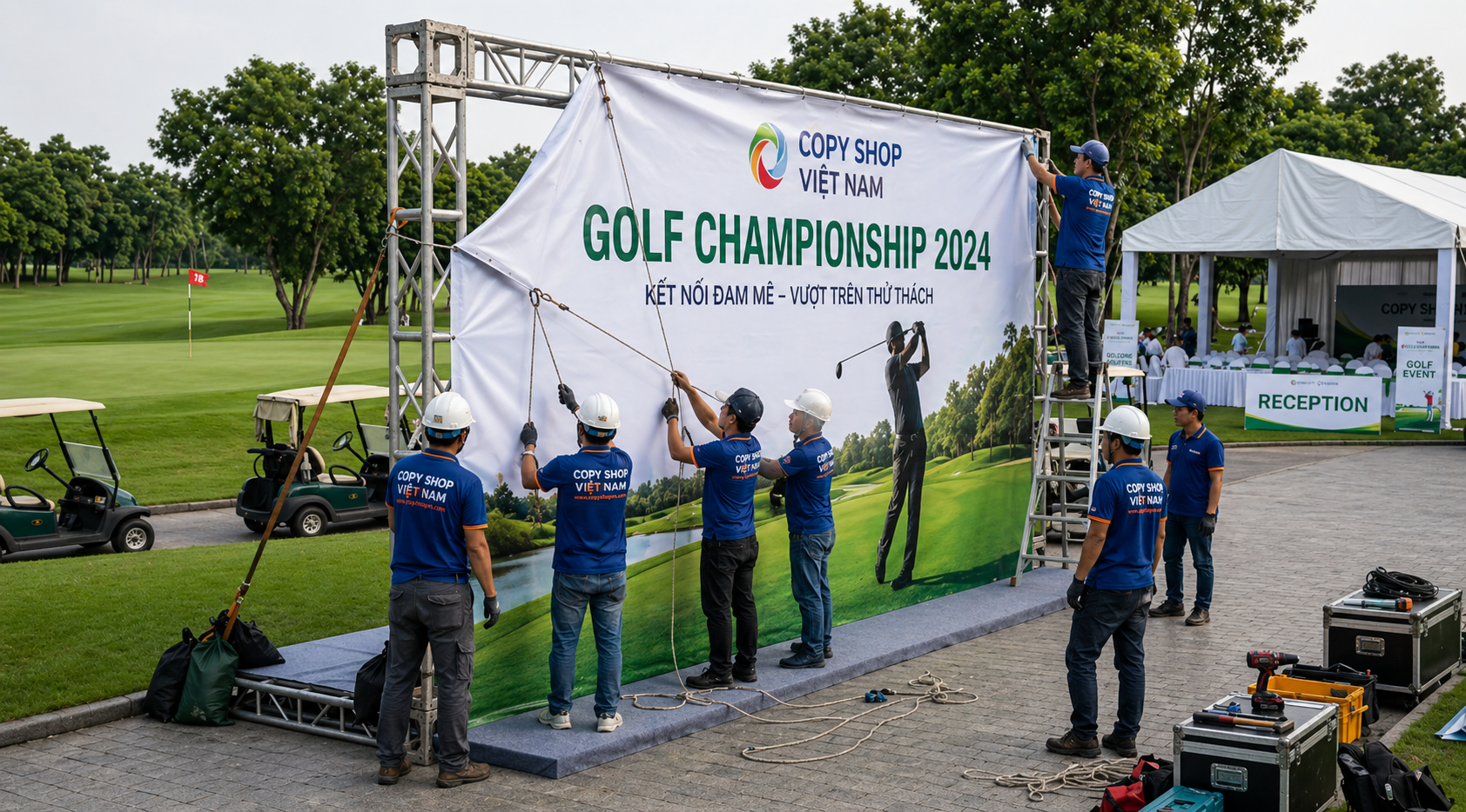 thi công backdrop sân golf tphcm