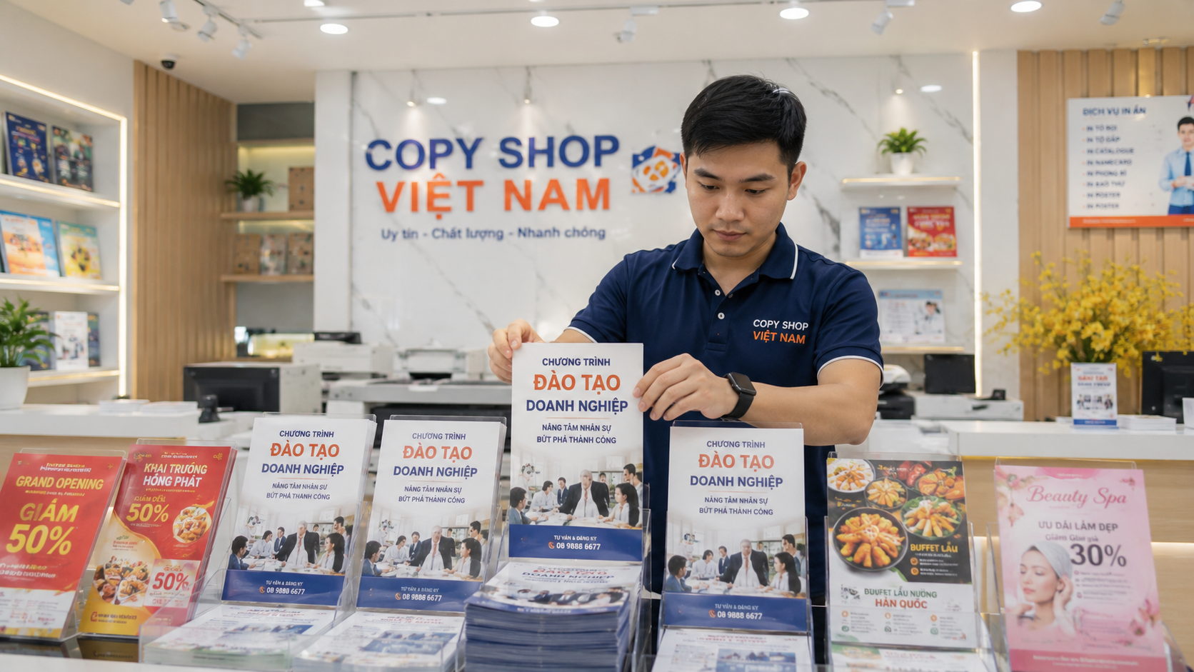 In Flyer Giao Tận Nơi 7 Nhân viên kiểm tra thành phẩm tờ flyer trước khi bàn giao khách