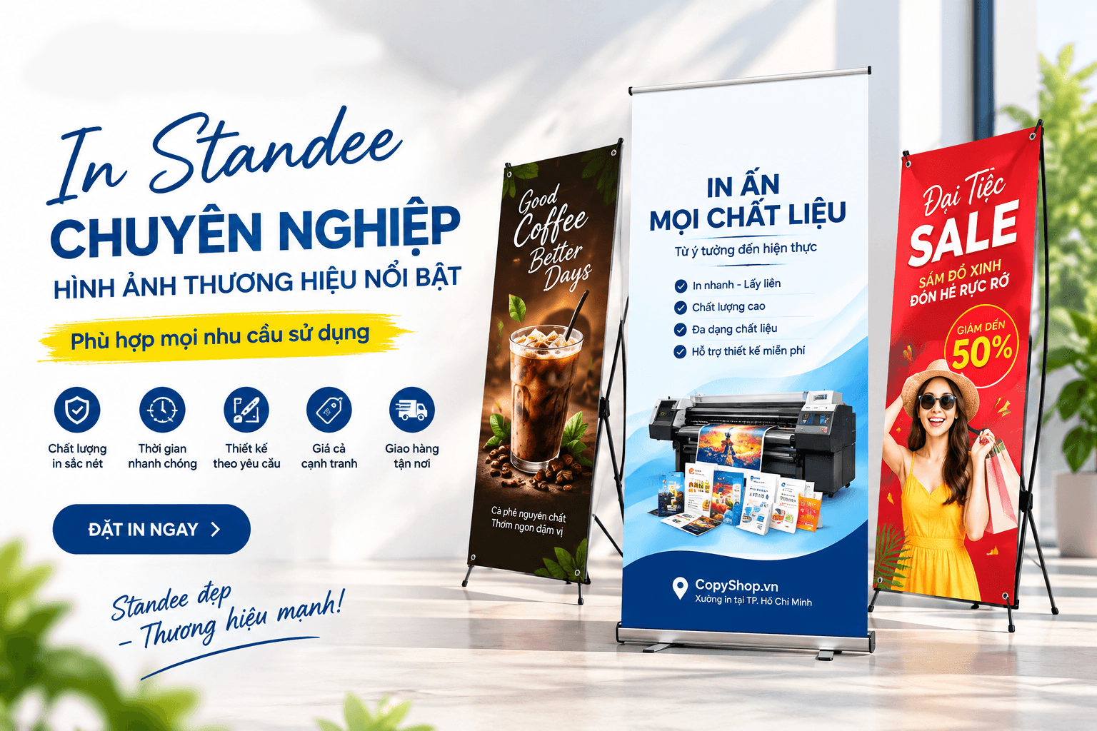 Banner quảng cáo in standee chuyên nghiệp tại xưởng in CopyShop Việt Nam